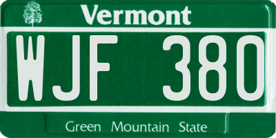 VT license plate WJF380