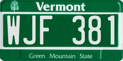 VT license plate WJF381