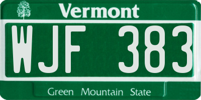VT license plate WJF383