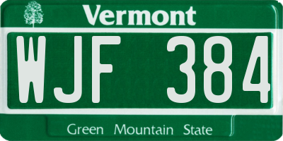 VT license plate WJF384
