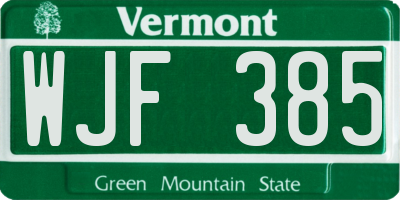 VT license plate WJF385