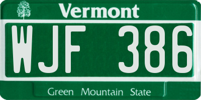 VT license plate WJF386