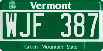 VT license plate WJF387