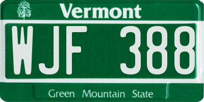 VT license plate WJF388