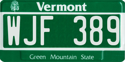 VT license plate WJF389