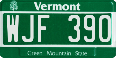 VT license plate WJF390