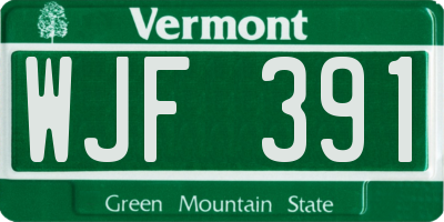 VT license plate WJF391