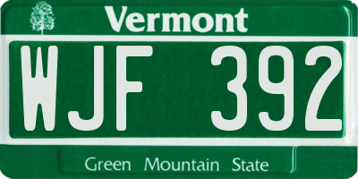 VT license plate WJF392