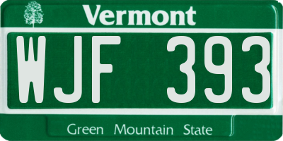 VT license plate WJF393