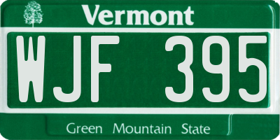 VT license plate WJF395