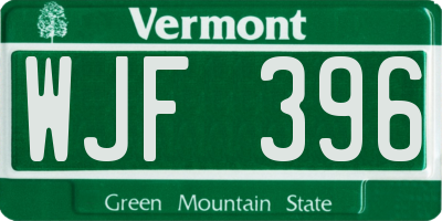 VT license plate WJF396