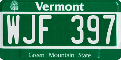 VT license plate WJF397