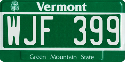 VT license plate WJF399