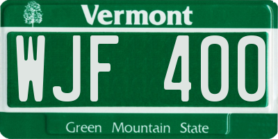 VT license plate WJF400