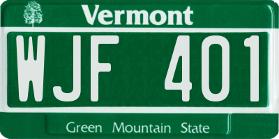 VT license plate WJF401