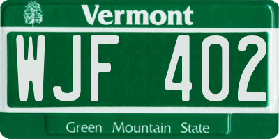 VT license plate WJF402