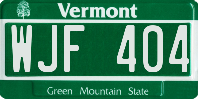 VT license plate WJF404
