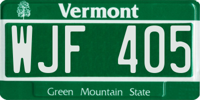VT license plate WJF405