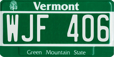 VT license plate WJF406