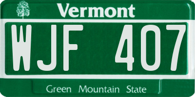 VT license plate WJF407