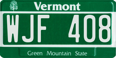 VT license plate WJF408