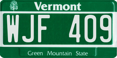 VT license plate WJF409