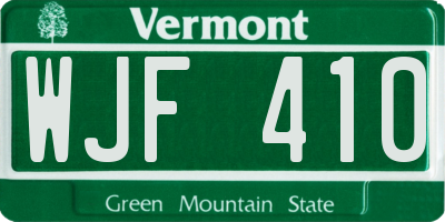 VT license plate WJF410
