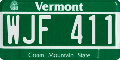 VT license plate WJF411