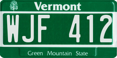 VT license plate WJF412