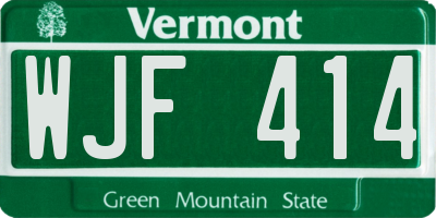 VT license plate WJF414