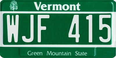 VT license plate WJF415
