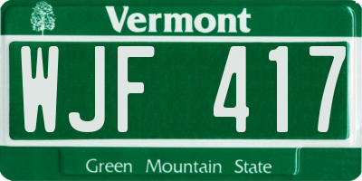 VT license plate WJF417