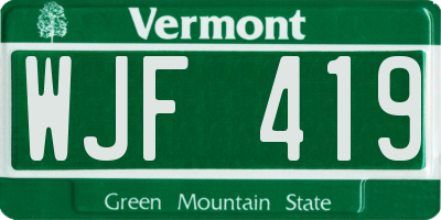 VT license plate WJF419