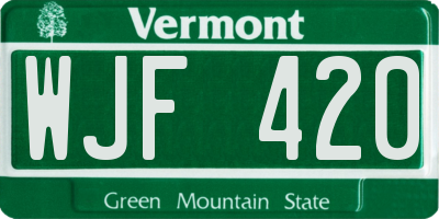 VT license plate WJF420