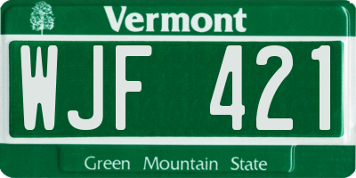 VT license plate WJF421