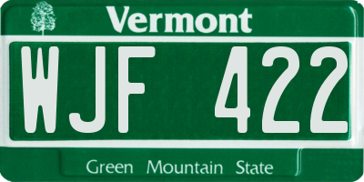VT license plate WJF422
