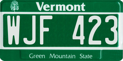 VT license plate WJF423