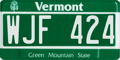 VT license plate WJF424