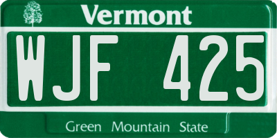 VT license plate WJF425