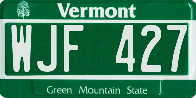 VT license plate WJF427