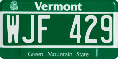 VT license plate WJF429