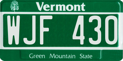 VT license plate WJF430
