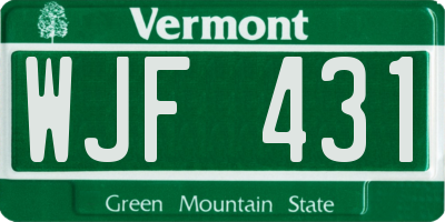 VT license plate WJF431