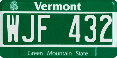 VT license plate WJF432