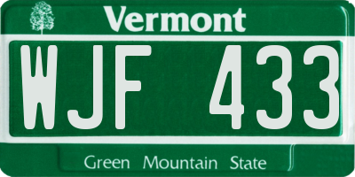 VT license plate WJF433