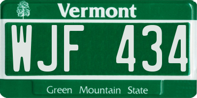 VT license plate WJF434