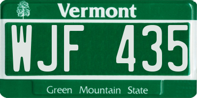 VT license plate WJF435