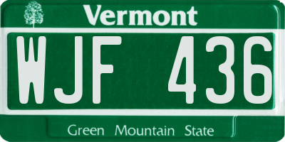 VT license plate WJF436