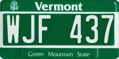 VT license plate WJF437