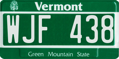 VT license plate WJF438